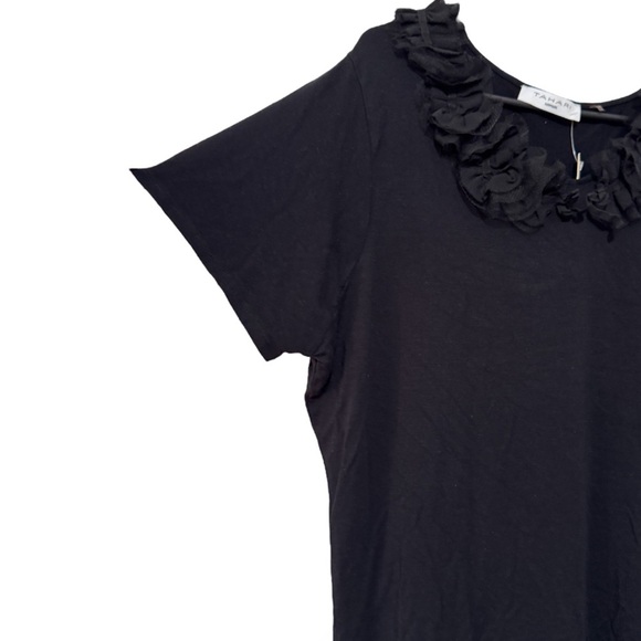Tahari Plus Size Short Sleeve Black Ruffled Neckline Blouse Sz 3X - Picture 4 of 7